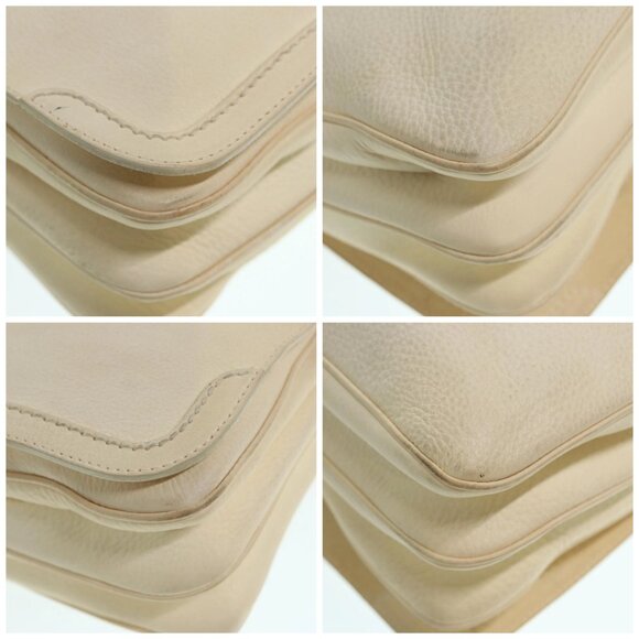 Salvatore Ferragamo Gancini Shoulder Bag Leather White Silver Auth - Picture 16 of 16